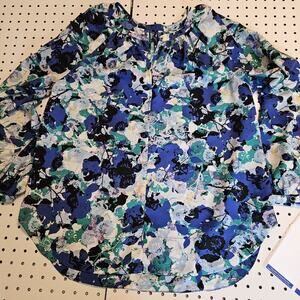 Women's Floral Boho LooseFitting Blouse Long Sleeve Shirt Tops Size L - XL Blues